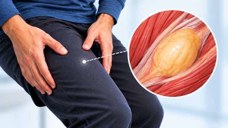 Medical illustration of a soft-tissue lump in the thigh